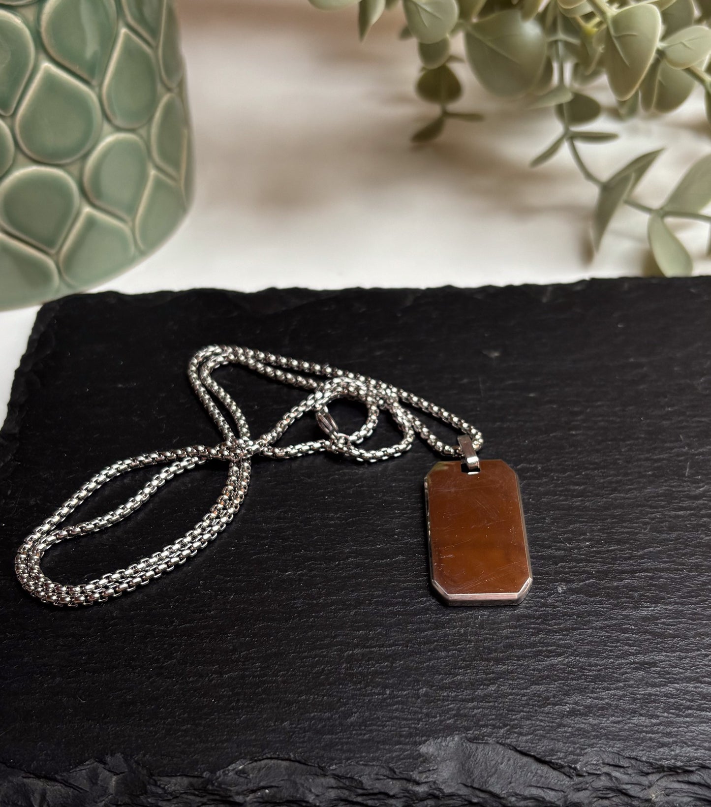 Ketting rechthoek breed - zilver