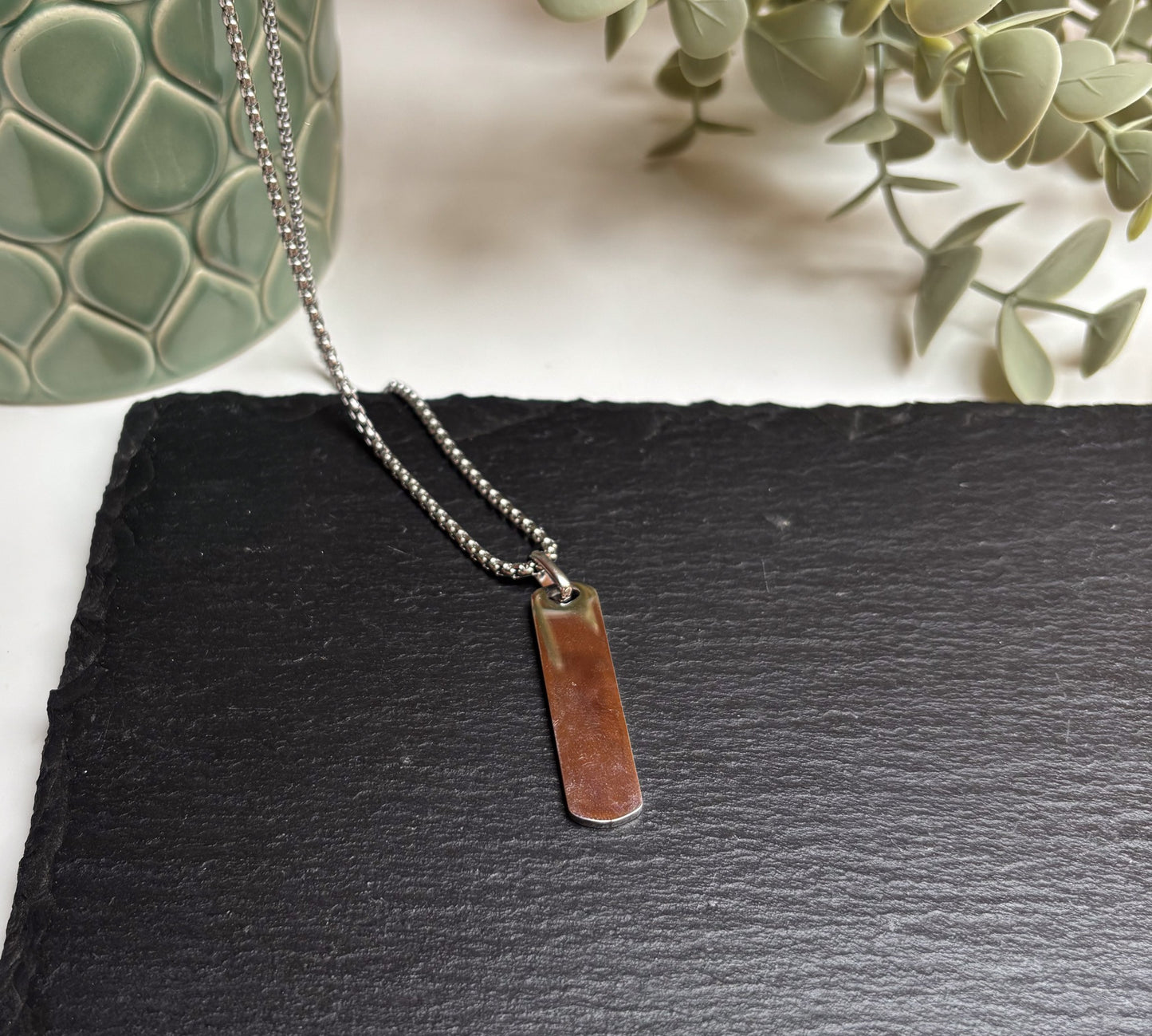 Ketting rechthoek smal - zilver