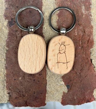 Sleutelhanger ovaal hout