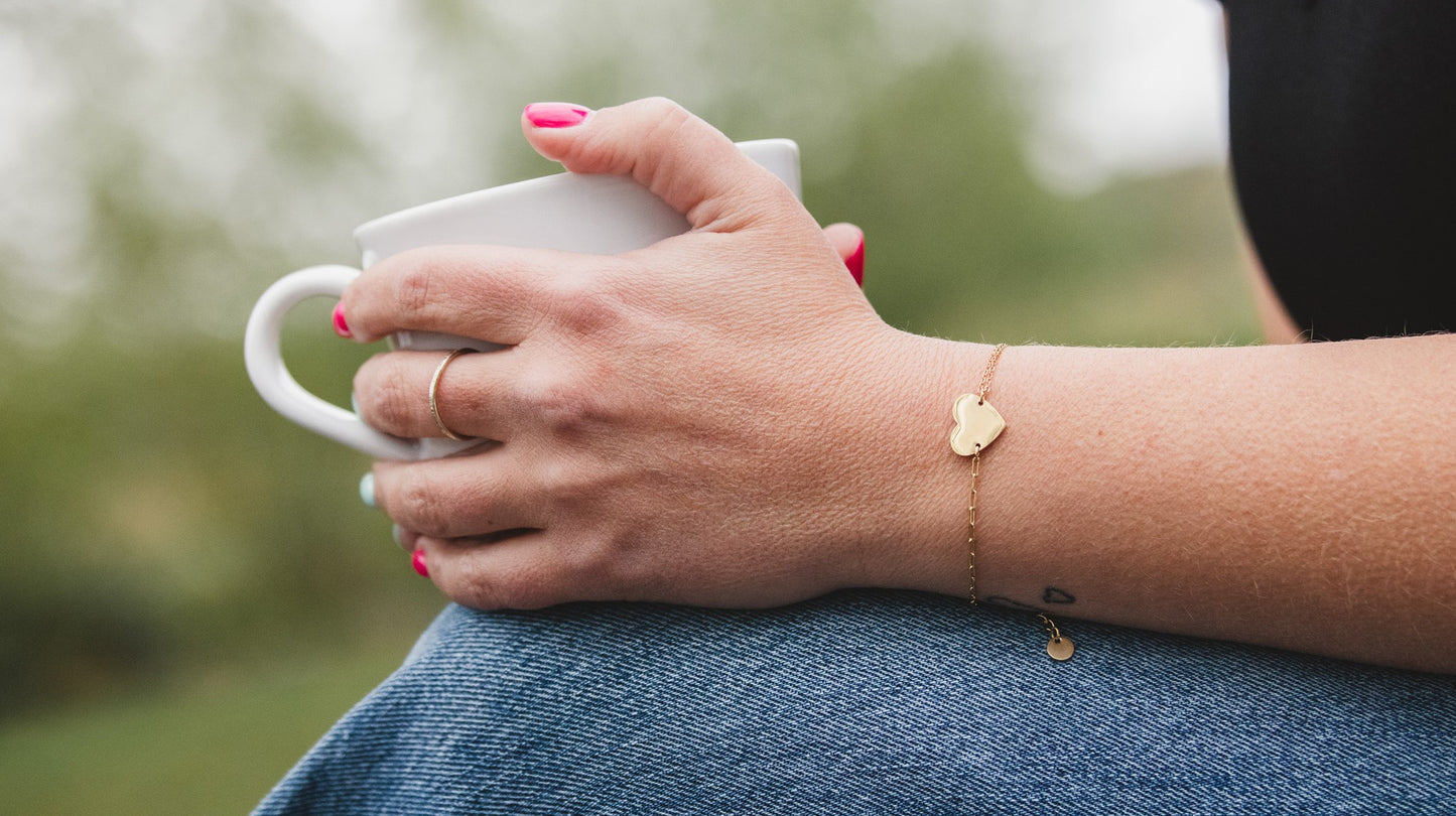Armband fijn goud hart
