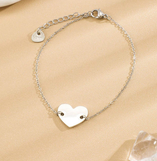 Armband fijn zilver hart