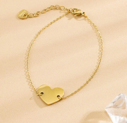 Armband fijn goud hart