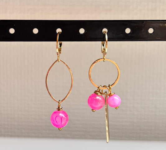 Oorbellen fel roze