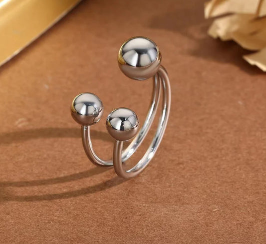 Ring 3 bolletjes - zilver