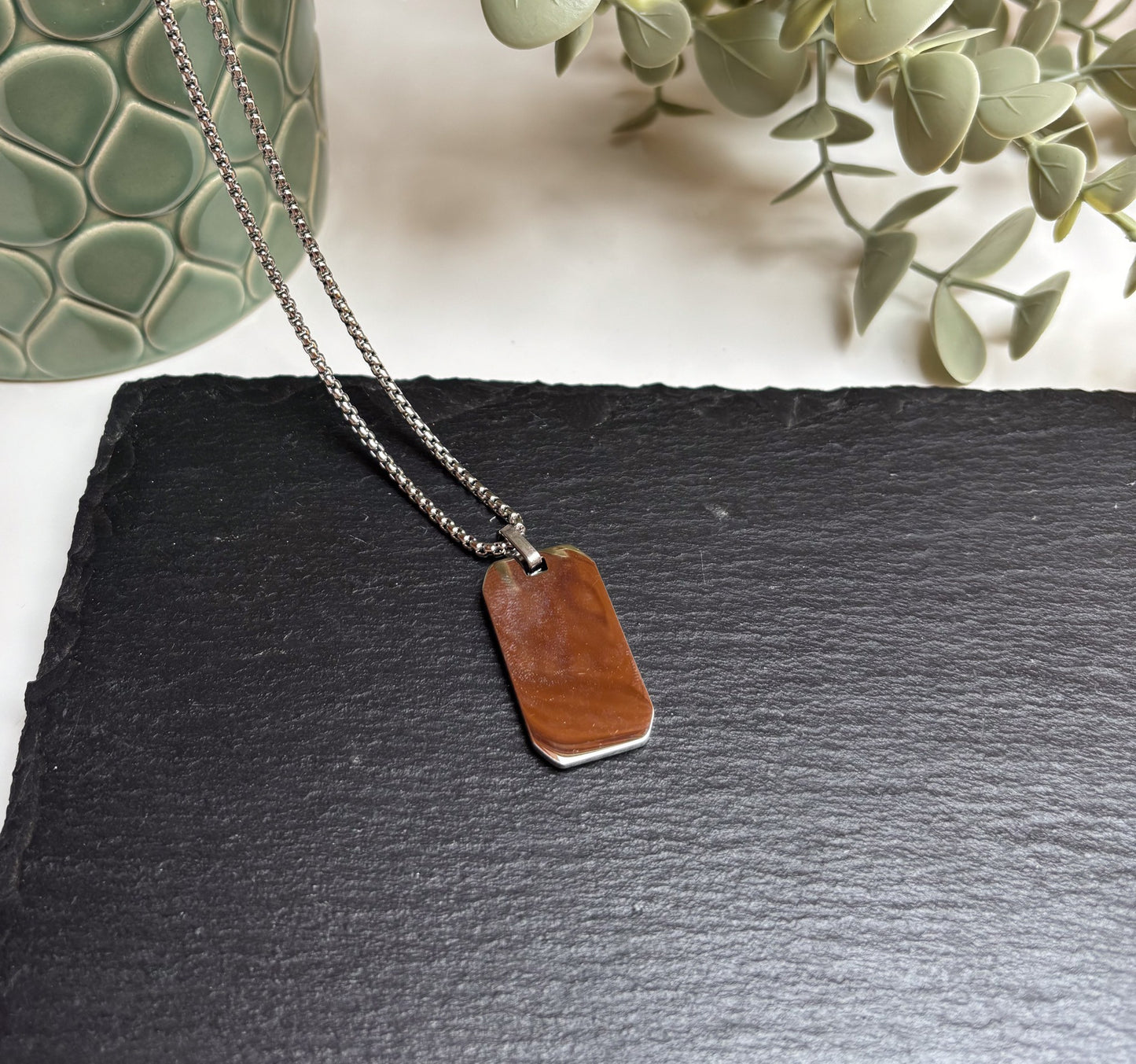Ketting rechthoek breed - zilver